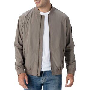 Men's 01 Khaki Bomber Jacket Causal Stylish Fashion Front Zippered Pockets